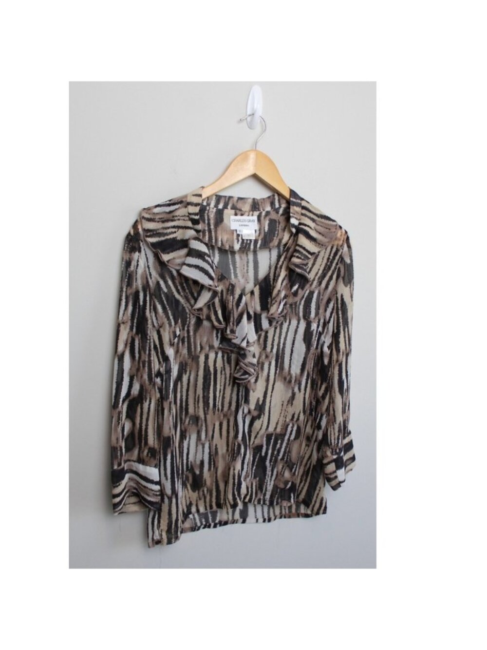 Charles Gray London‎ Women's Long Sleeve Brown Black Print Size Small